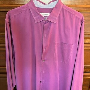 Purple long sleeve Tommy Bahama shirt.